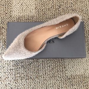 SHEIN White fuzzy pointy toe flats